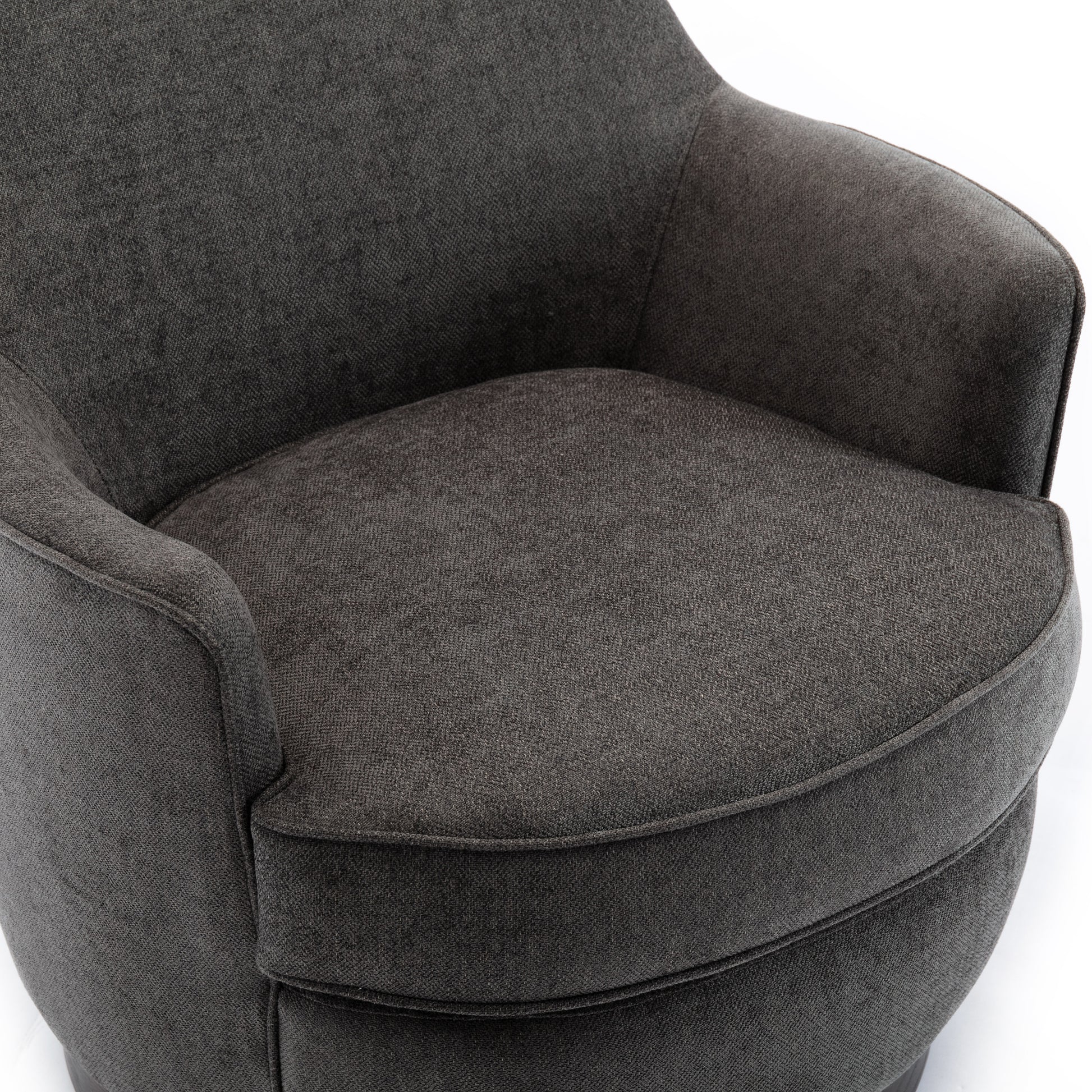 Richfield Charcoal Wood Base Swivel Chair Charcoal Grey Foam Polyester