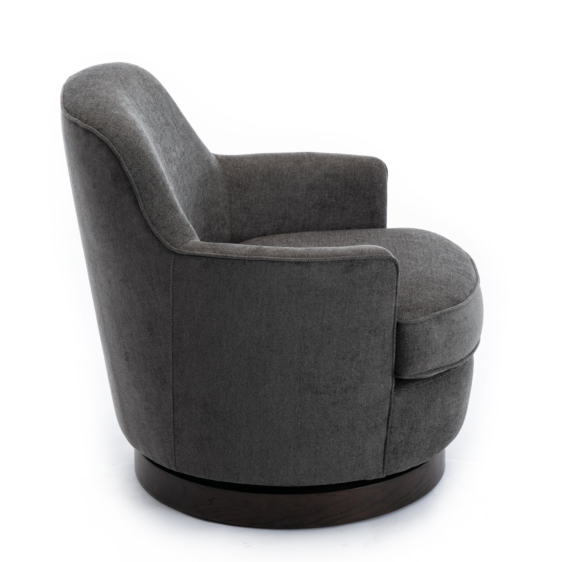 Richfield Charcoal Wood Base Swivel Chair Charcoal Grey Foam Polyester