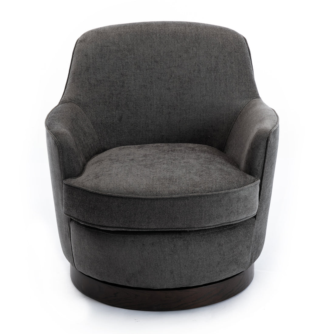 Richfield Charcoal Wood Base Swivel Chair Charcoal Grey Foam Polyester