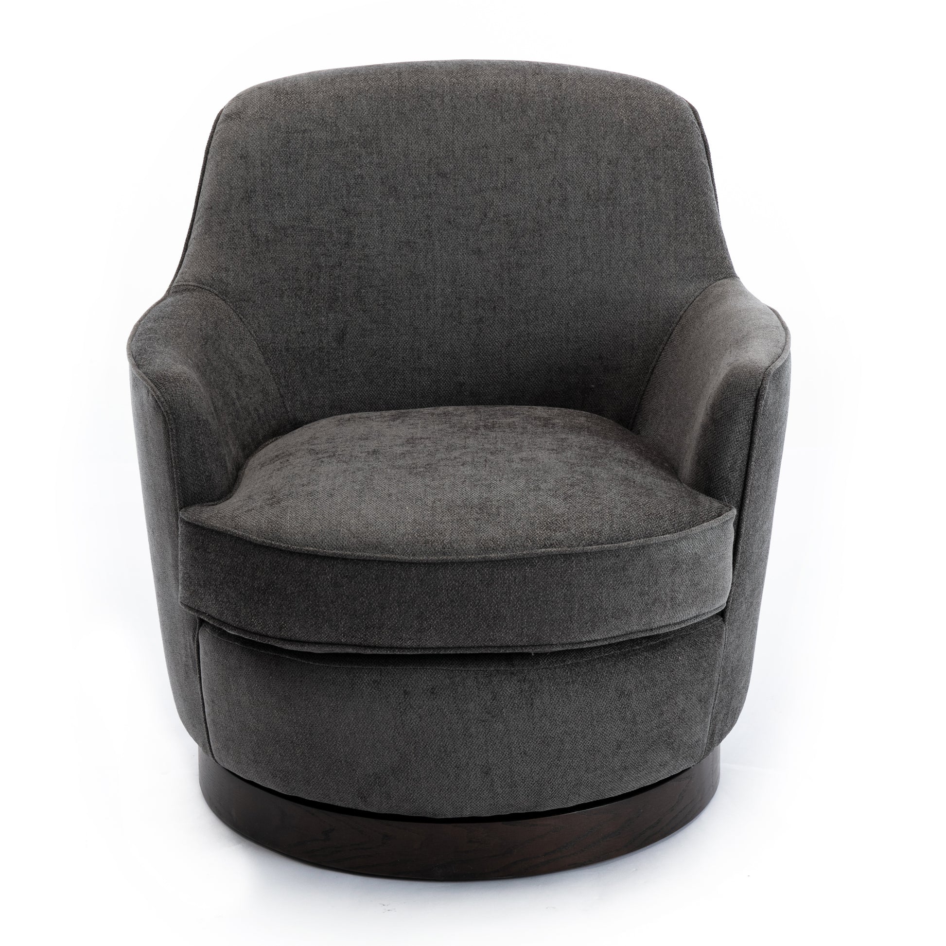 Richfield Charcoal Wood Base Swivel Chair Charcoal Grey Foam Polyester