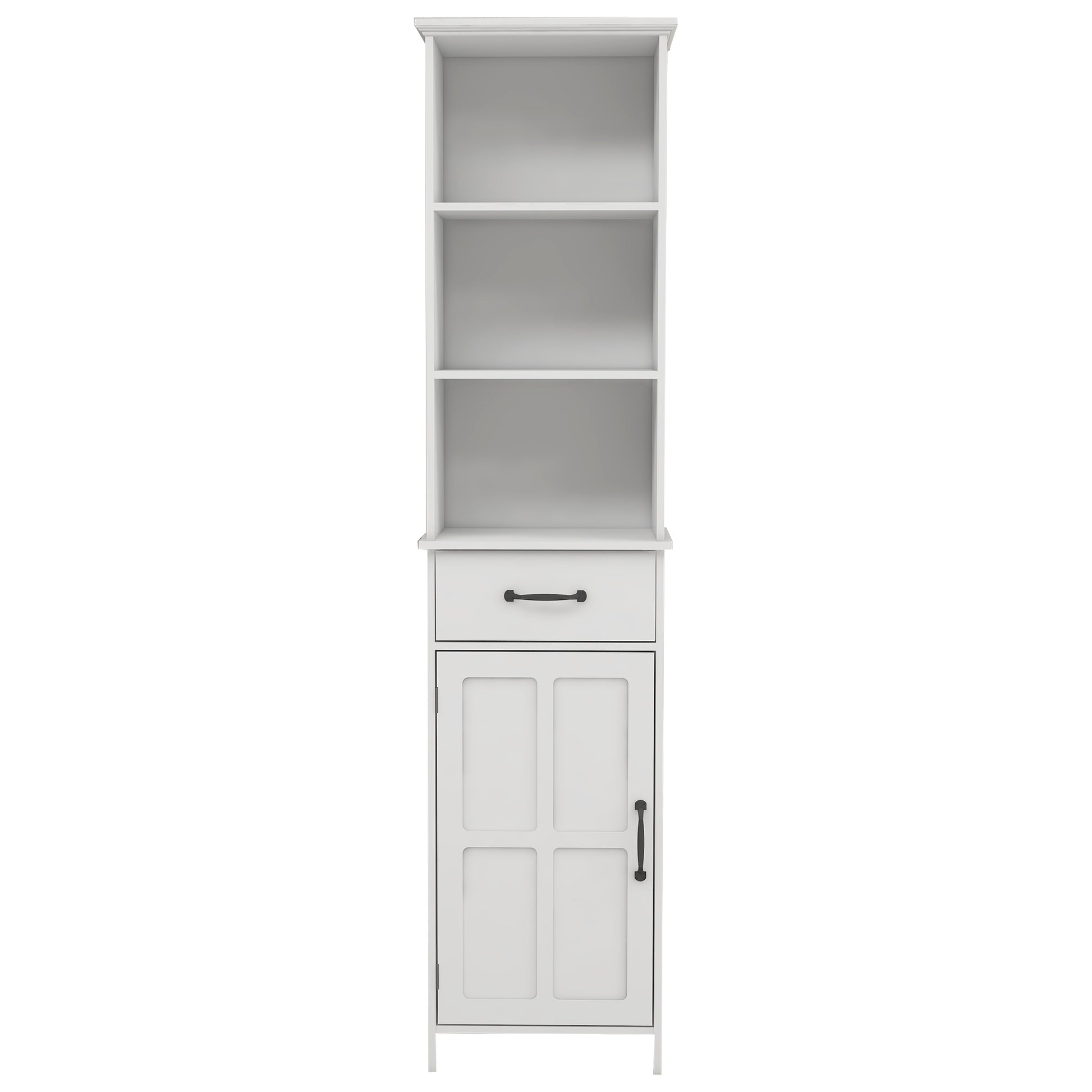 Floor Standing Cabinet With 1 Door And 1 Drawer White White Mdf