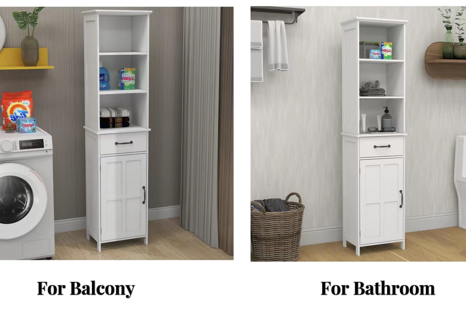 Floor Standing Cabinet With 1 Door And 1 Drawer White White Mdf