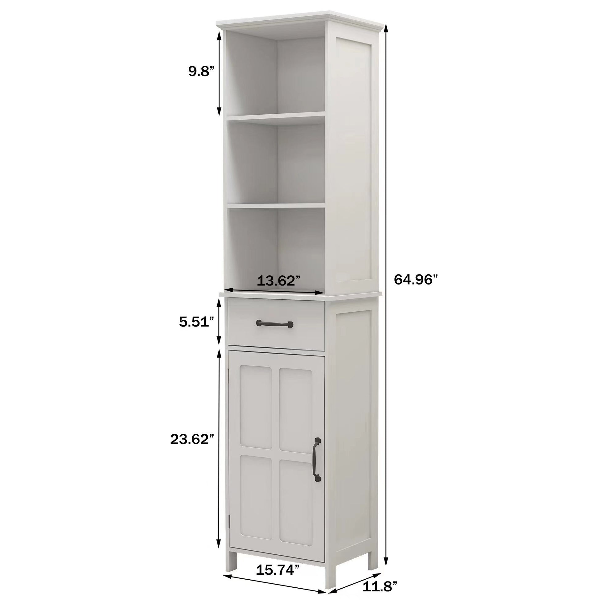 Floor Standing Cabinet With 1 Door And 1 Drawer White White Mdf