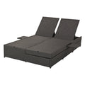 Outdoor Double Sunbed, Wicker Rattan Patio Reclining Chairs With Adjustable Backrest And Seat, Conversational Set For 2 Person, Gray Yes Complete Patio Set Gray Water Resistant Frame Water Resistant Cushion Garden & Outdoor Casual Sofa Seating Groups