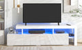 Modern Style 16 Colored Led Lights Tv Cabinet, Uv High Gloss Surface Entertainment Center With Dvd Shelf,Up To 70 Inch Tv, White White Particle Board