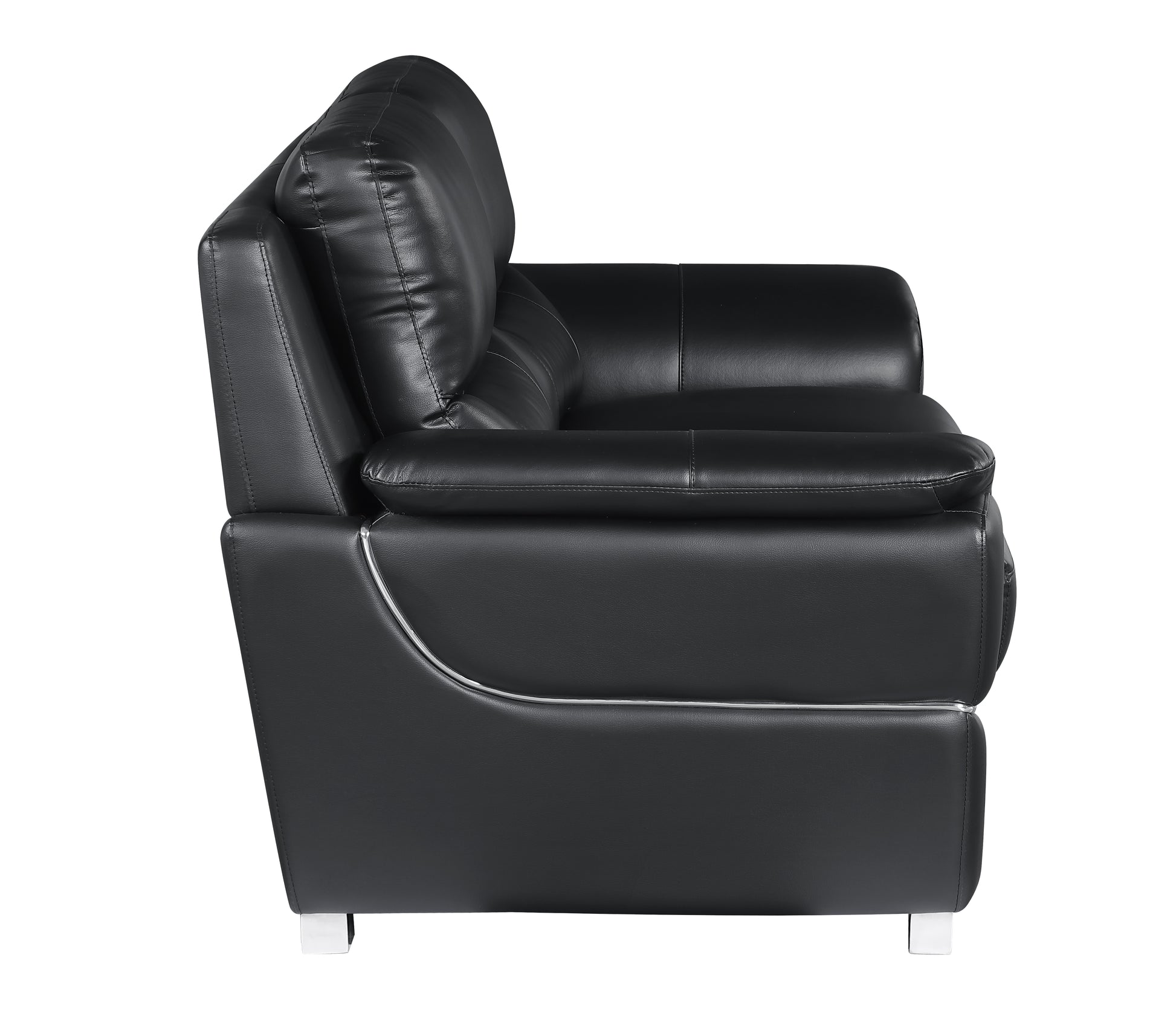 Genuine Leather Loveseat Black Foam Leather