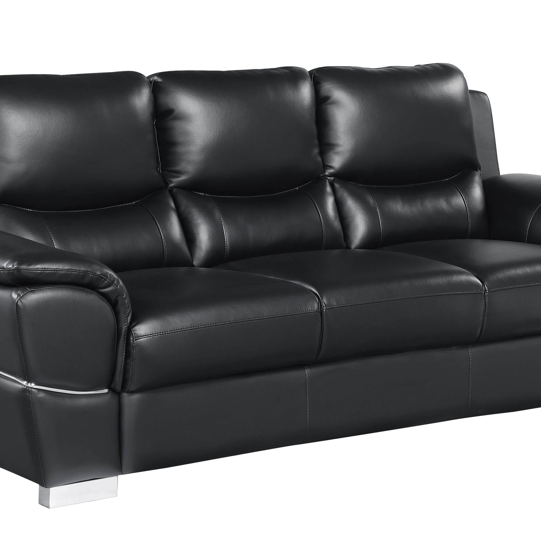 Genuine Leather Sofa Black Foam Leather