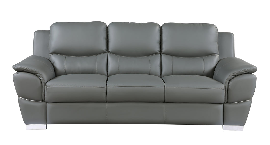 Genuine Leather Sofa Gray Foam Leather