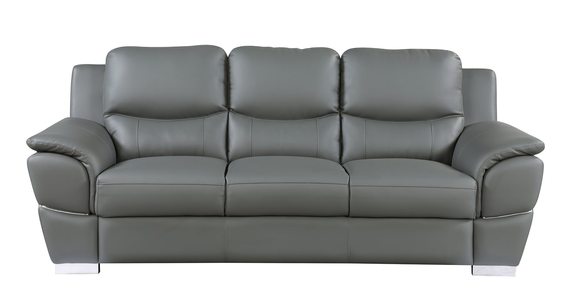 Genuine Leather Sofa Gray Foam Leather