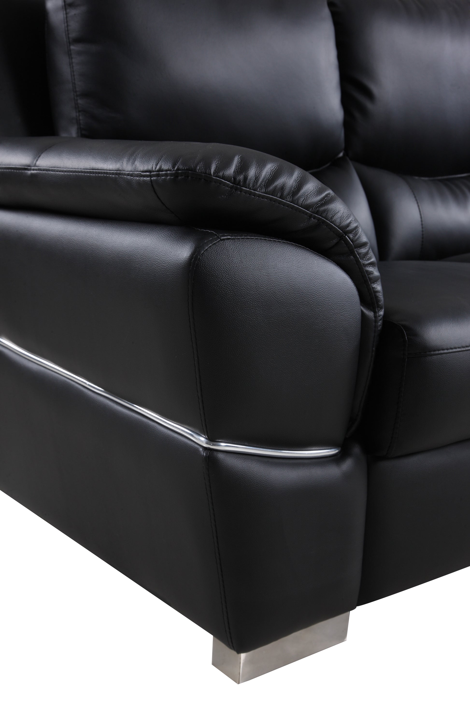 Genuine Leather Loveseat Black Foam Leather