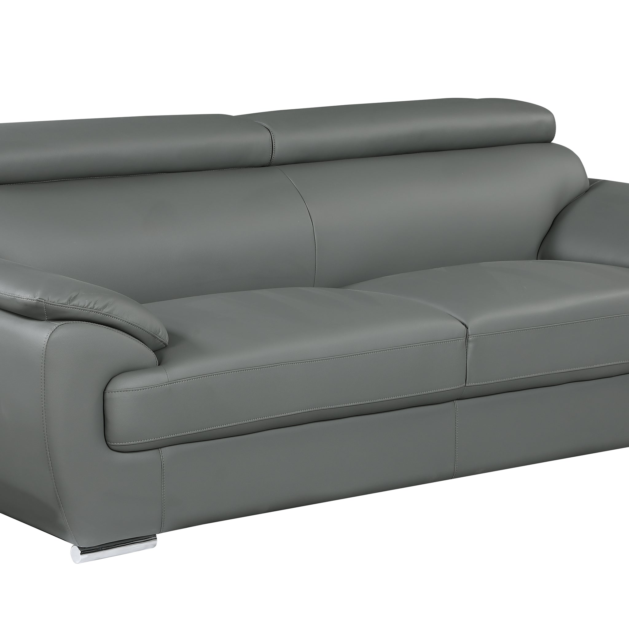 Genuine Leather Sofa Gray Foam Leather