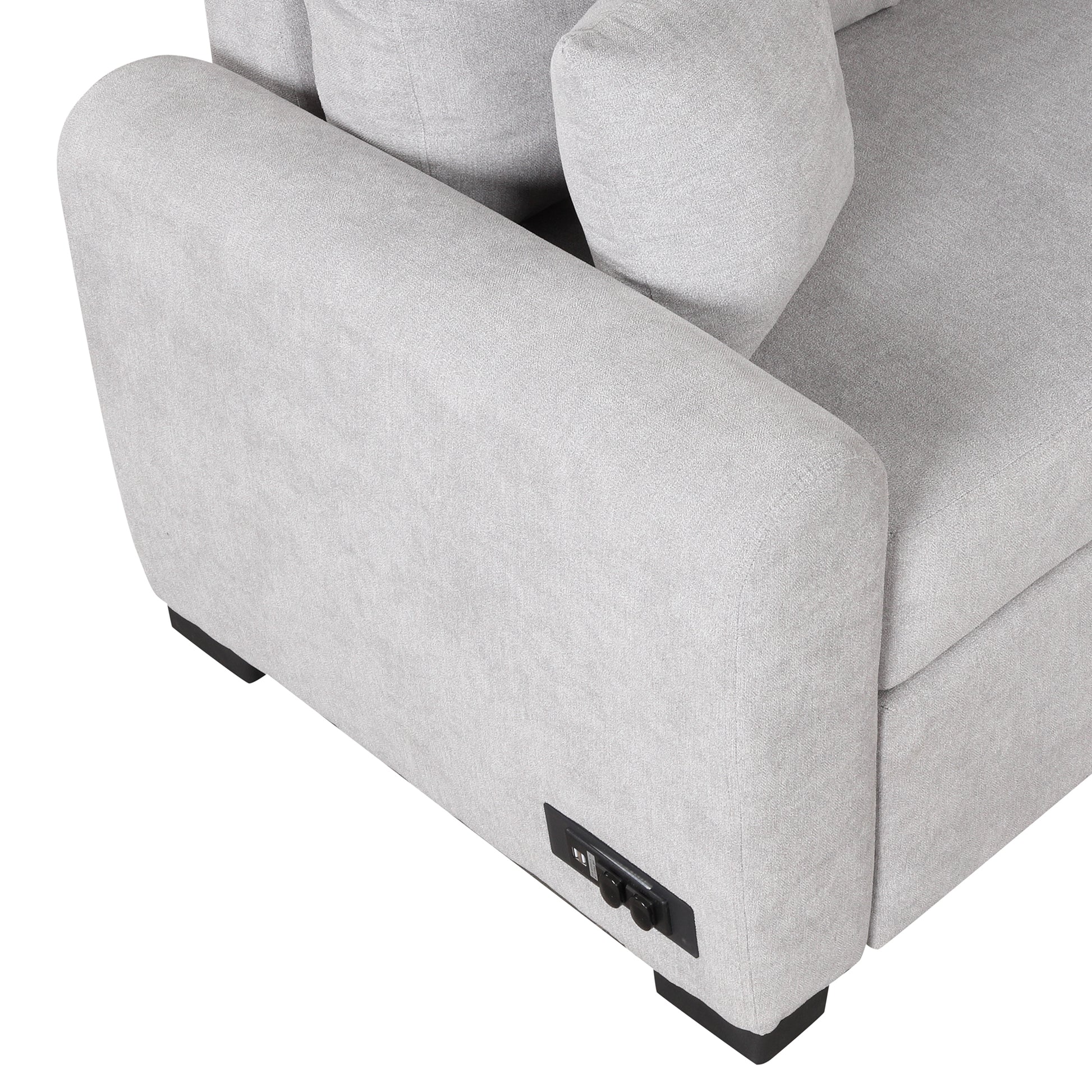 87.4"Sectional Sleeper Sofa With Usb Charging Port And Plug Outlet,Pull Out Sofa Bed With 3 Pillows, L Shape Chaise For Living Room Small Apartment,Grey Old Sku Sg000720Aae Grey Foam Chenille