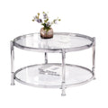 W82153572 Contemporary Acrylic Coffee Table, 32.3'' Round Tempered Glass Coffee Table, Chrome Silver Coffee Table For Living Room Chrome Glass Iron