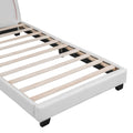Twin Size Upholstered Leather Platform Bed With Rabbit Ornament, White White Pu Leather