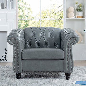 1 Seater Sofa For Living Room Gray Pu