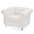 1 Seater Sofa For Living Room White Polyester
