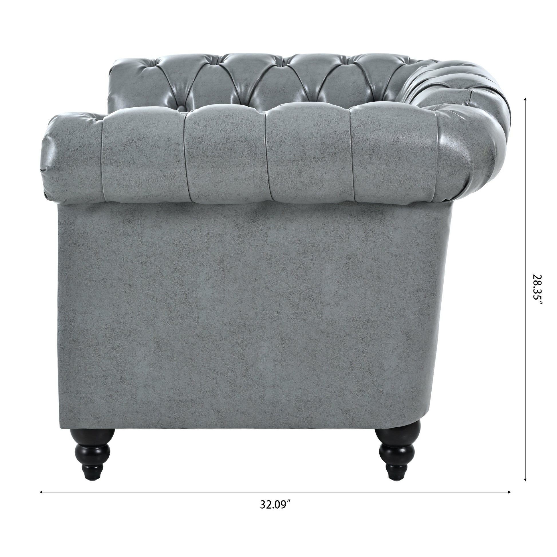 1 Seater Sofa For Living Room Gray Pu