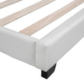Twin Size Upholstered Leather Platform Bed With Rabbit Ornament, White White Pu Leather