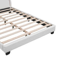 Full Size Upholstered Leather Platform Bed With Rabbit Ornament, White White Pu Leather