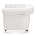 1 Seater Sofa For Living Room White Polyester