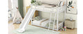Metal Bunk Bed With Slide, Twin Over Twin, White Box Spring Not Required White Metal Bedroom Metal
