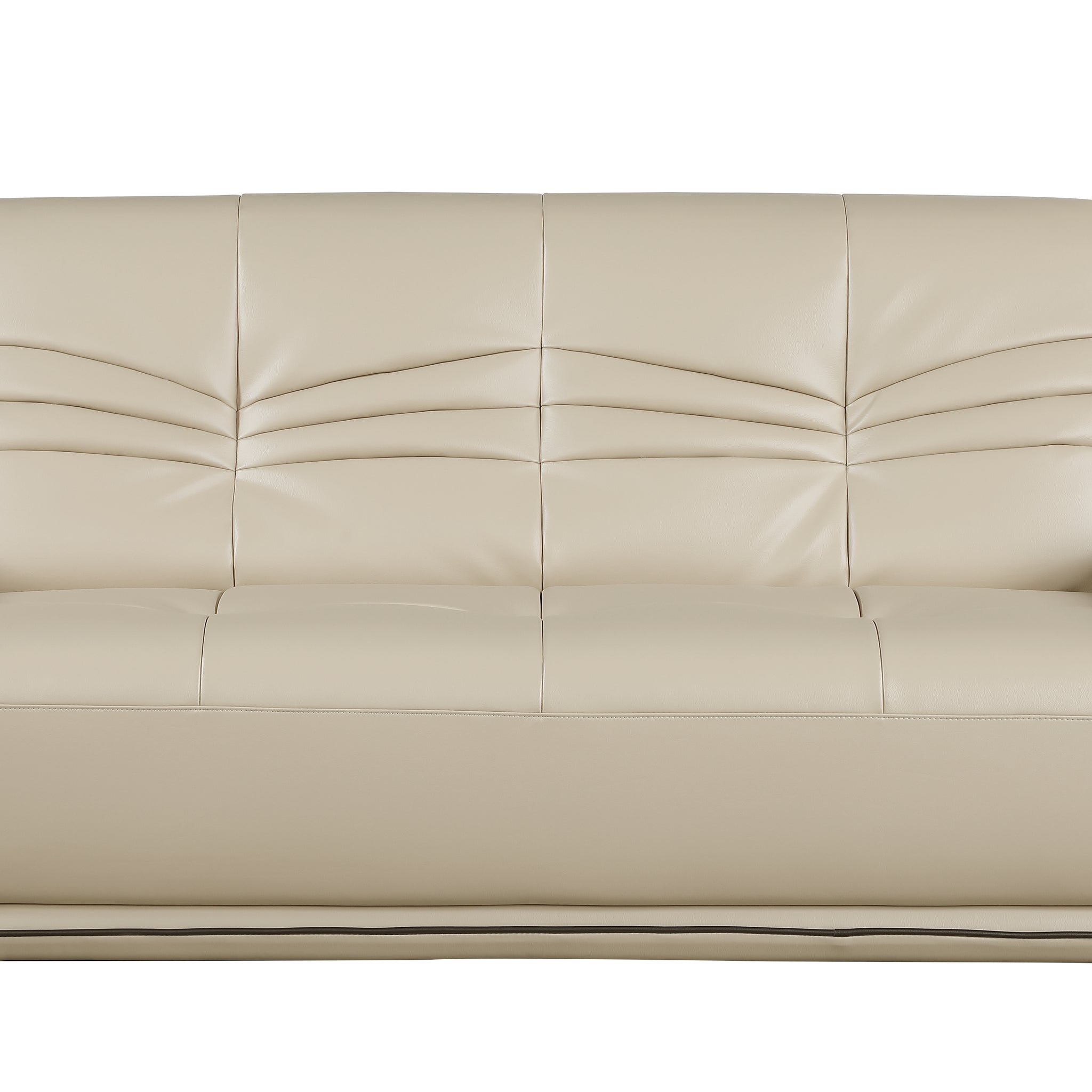 Genuine Leather Sofa Beige Foam Leather