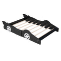 Full Size Race Car Shaped Platform Bed With Wheels,Black Black Plywood