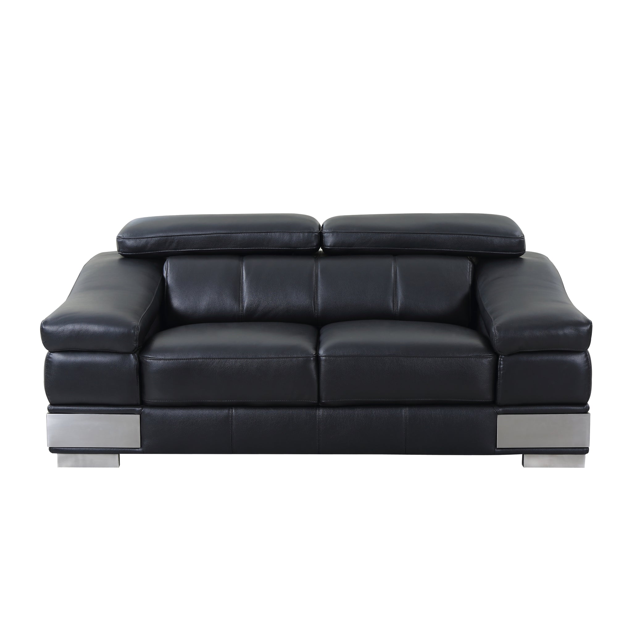 Top Grain Italian Leather Loveseat Black Foam Leather