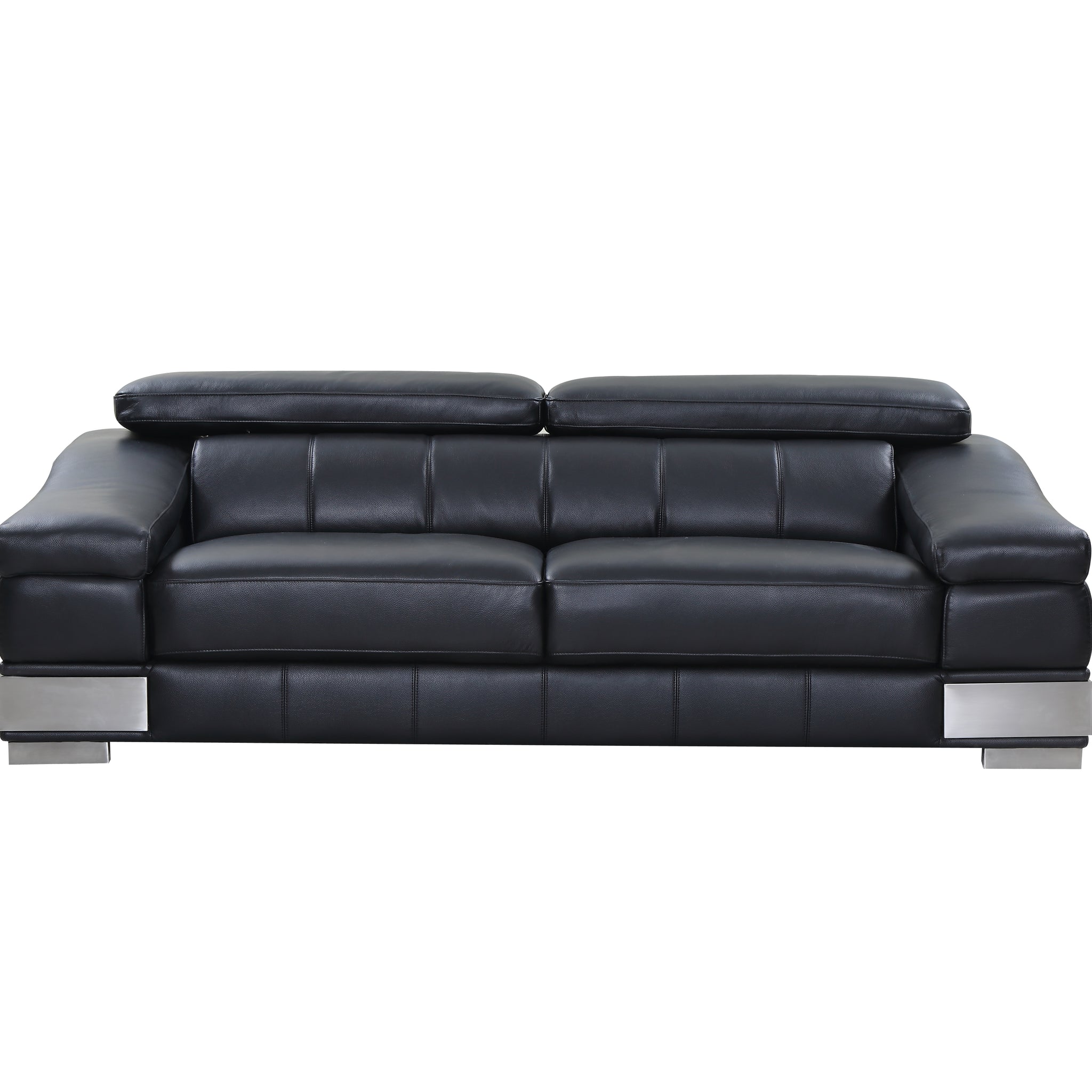 Top Grain Italian Leather Sofa Black Foam Leather