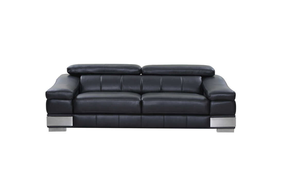 Top Grain Italian Leather Sofa Black Foam Leather
