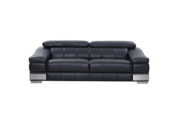 Top Grain Italian Leather Sofa Black Foam Leather
