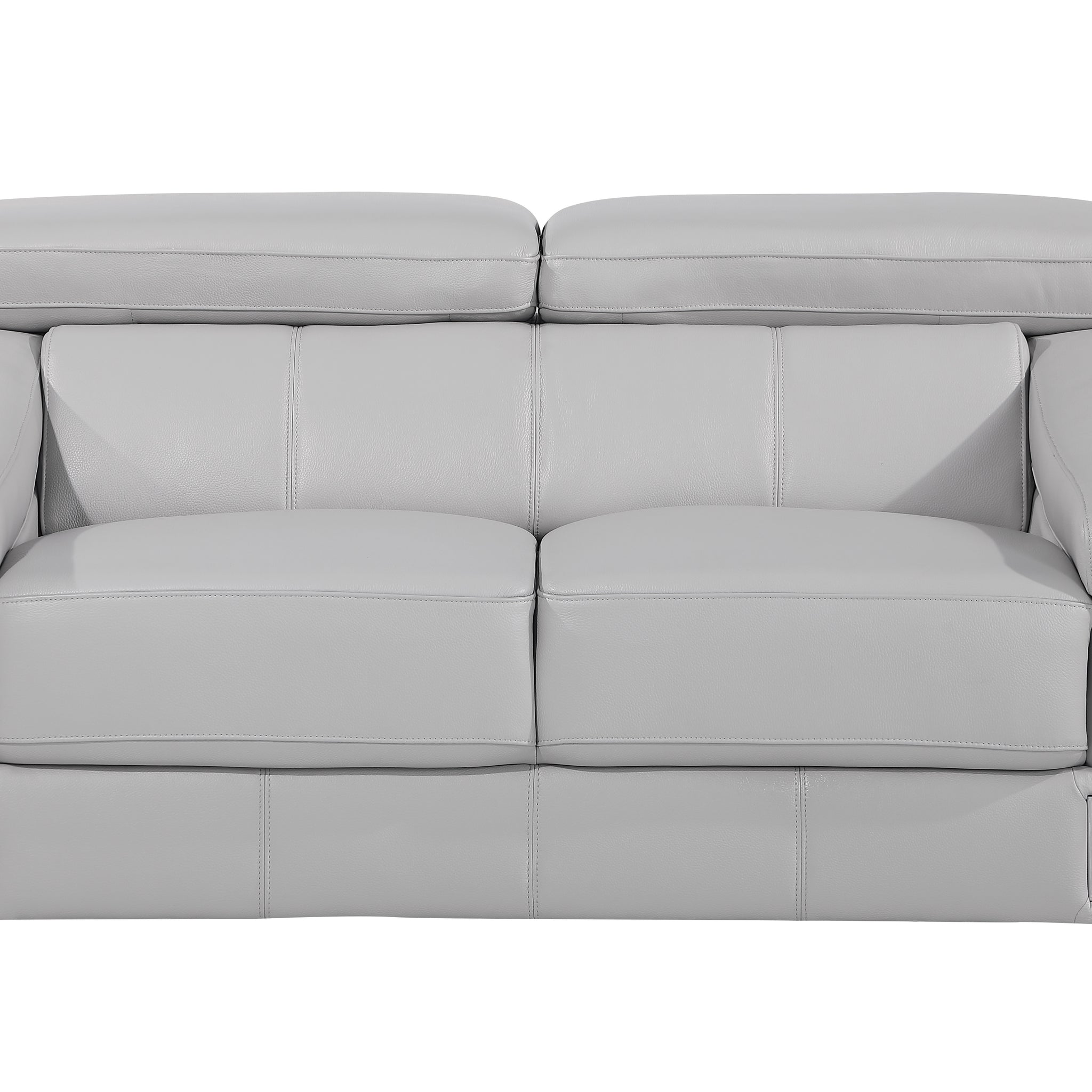 Top Grain Italian Leather Loveseat Light Gray Foam Leather