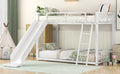 Metal Bunk Bed With Slide, Twin Over Twin, White Box Spring Not Required White Metal Bedroom Metal