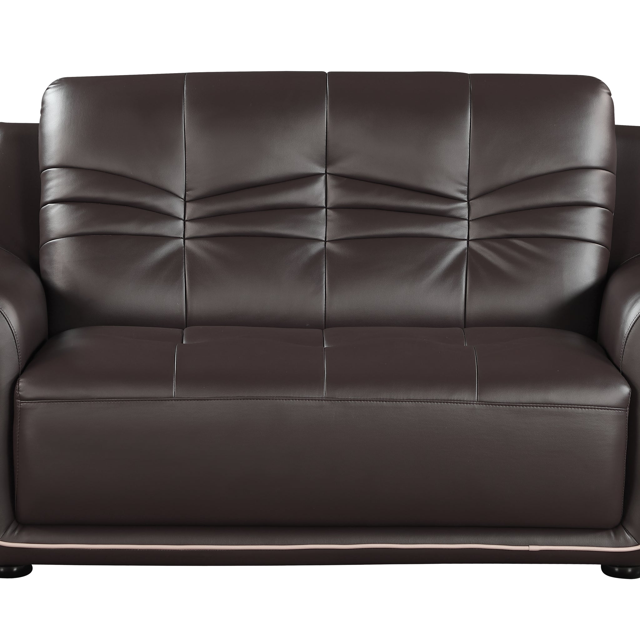 Genuine Leather Loveseat Brown Foam Leather