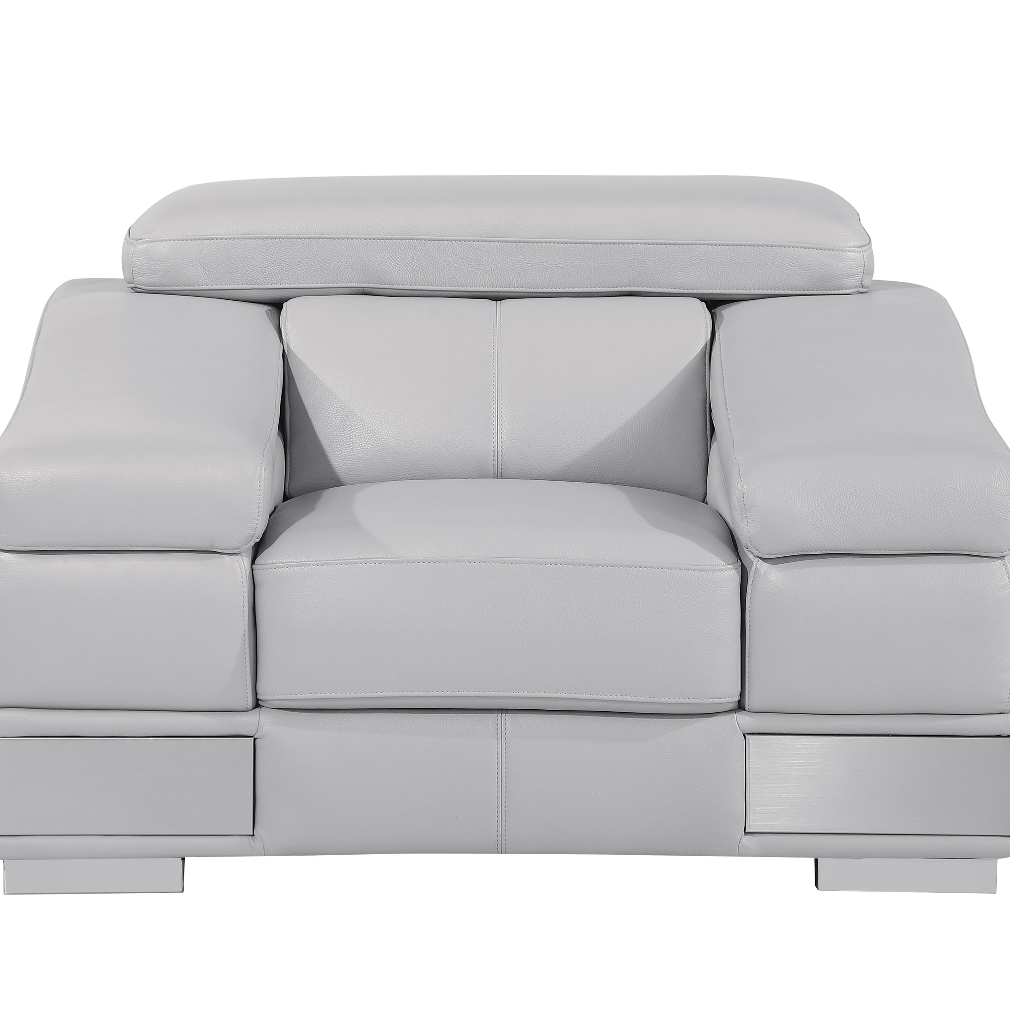 Top Grain Italian Leather Chair Light Gray Foam Leather