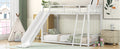 Metal Bunk Bed With Slide, Twin Over Twin, White Box Spring Not Required White Metal Bedroom Metal
