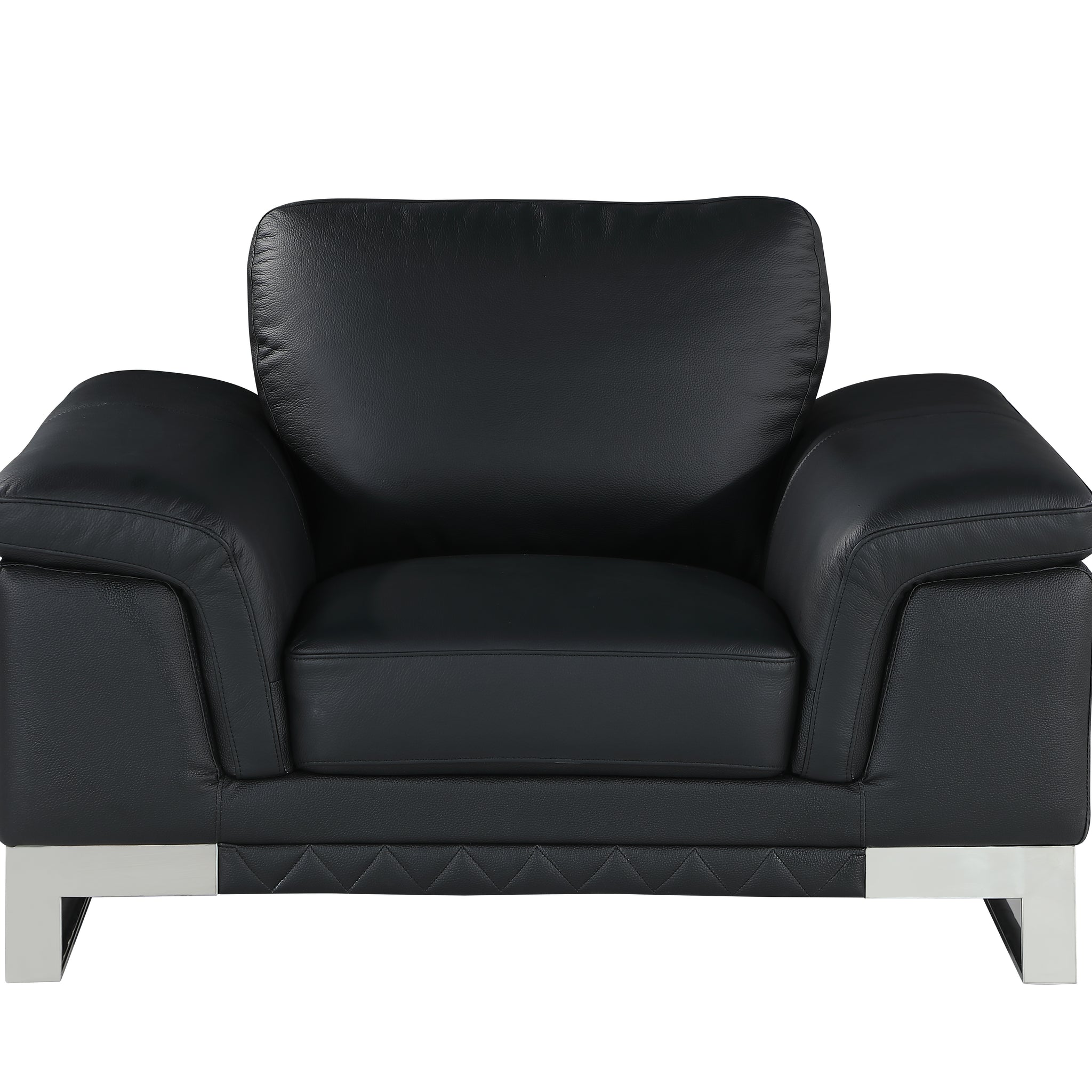 Top Grain Italian Leather Chair Black Foam Leather