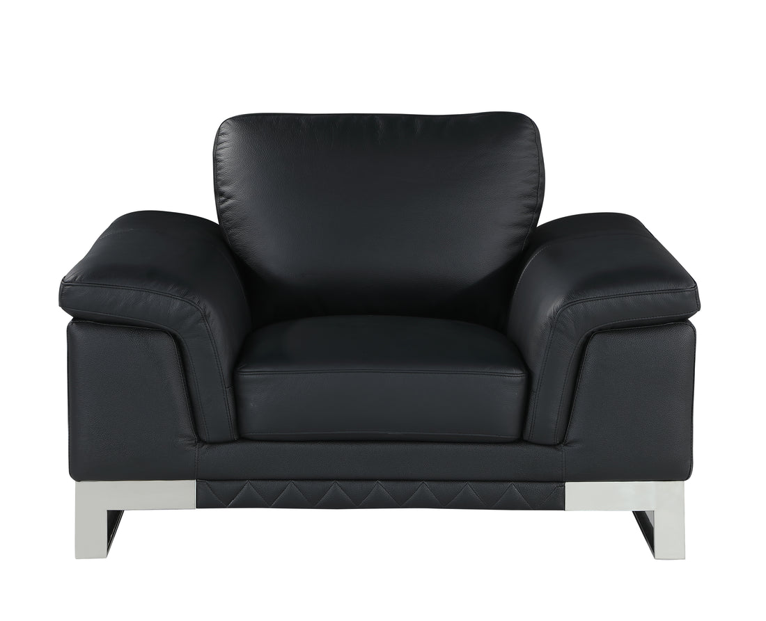 Top Grain Italian Leather Chair Black Foam Leather