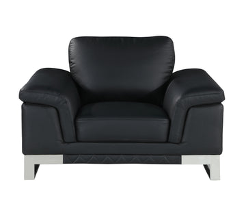 Top Grain Italian Leather Chair Black Foam Leather