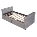Twin Size Upholstered Daybed With Drawers, Wood Slat Support, Gray Old Sku :Lp000117Aae Twin Gray Upholstered