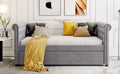 Twin Size Upholstered Daybed With Trundle, Wood Slat Support, Gray Old Sku :Lp000116Aae Gray Upholstered