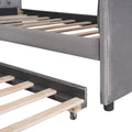 Twin Size Upholstered Daybed With Trundle, Wood Slat Support, Gray Old Sku :Lp000116Aae Gray Upholstered