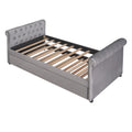Twin Size Upholstered Daybed With Trundle, Wood Slat Support, Gray Old Sku :Lp000116Aae Gray Upholstered