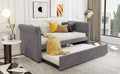 Twin Size Upholstered Daybed With Trundle, Wood Slat Support, Gray Old Sku :Lp000116Aae Gray Upholstered