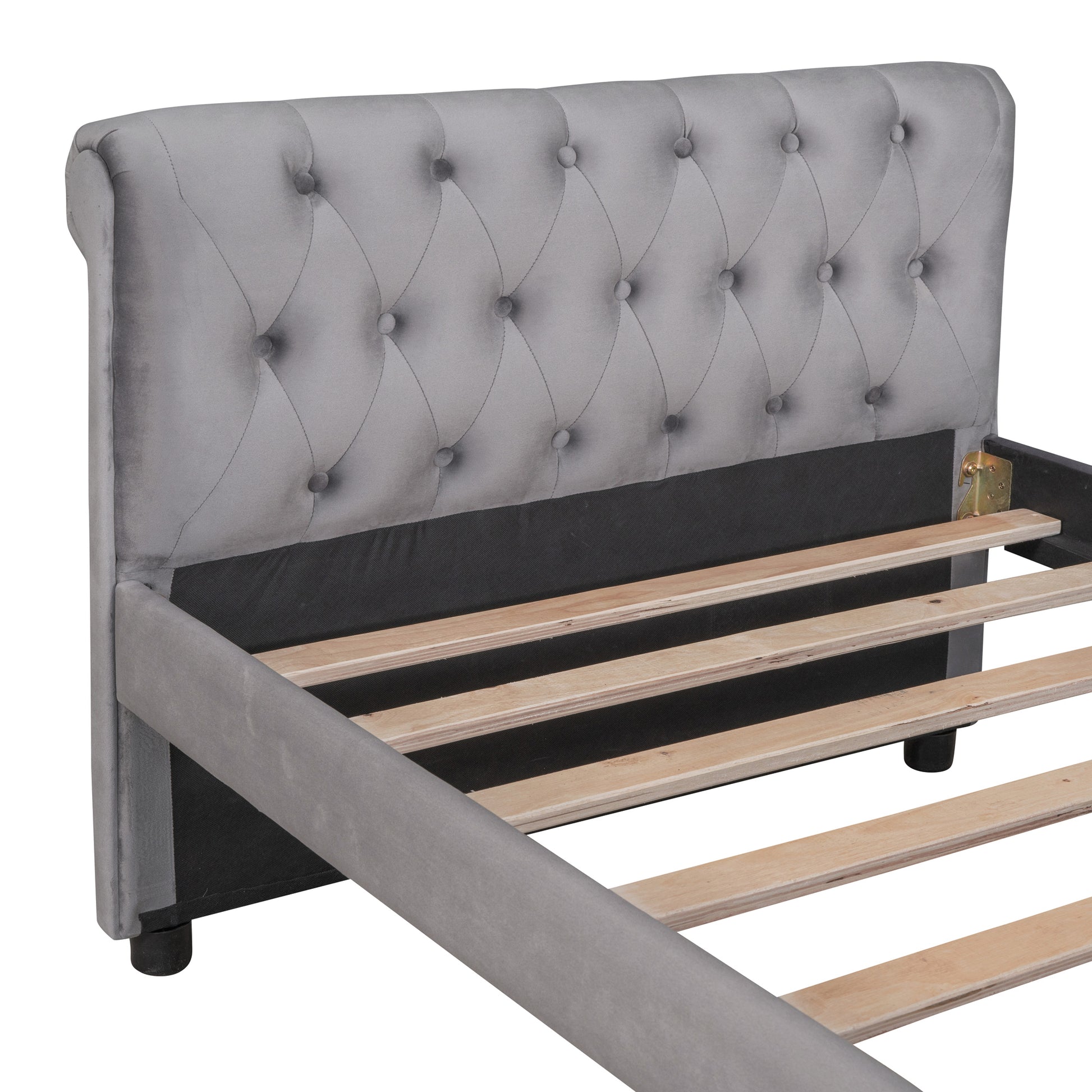 Twin Size Upholstered Daybed With Drawers, Wood Slat Support, Gray Old Sku :Lp000117Aae Twin Gray Upholstered