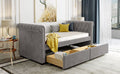 Twin Size Upholstered Daybed With Drawers, Wood Slat Support, Gray Old Sku :Lp000117Aae Twin Gray Upholstered