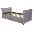 Twin Size Upholstered Daybed With Drawers, Wood Slat Support, Gray Old Sku :Lp000117Aae Twin Gray Upholstered
