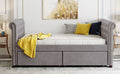 Twin Size Upholstered Daybed With Drawers, Wood Slat Support, Gray Old Sku :Lp000117Aae Twin Gray Upholstered