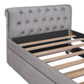 Twin Size Upholstered Daybed With Trundle, Wood Slat Support, Gray Old Sku :Lp000116Aae Gray Upholstered