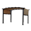 12 X 9 Ft Outdoor Pergola Patio Gazebo,Retractable Shade Canopy,Steel Frame Grape Gazebo,Sunshelter Pergola For Gardens,Terraces,Backyard Same As W419S00041 Beige Brown Steel
